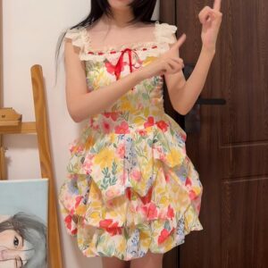 Floral Island Vibe Puffy Camisole Dress