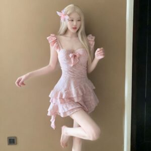 Sweet & Trendy Slimming One-Piece Swimdress